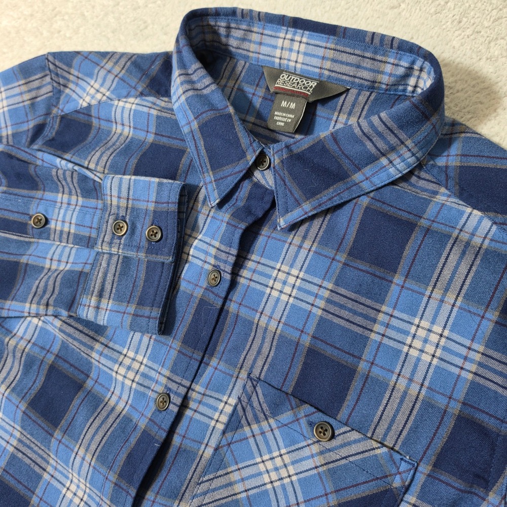 Outdoor Research Kulshan Flannel Tunic Women Sm Blue Plaid L/S Button Up 277611
